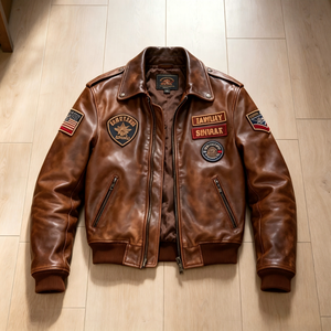 <span class=keywords><strong>Chaqueta</strong></span> de Motociclista Personalizada para <span class=keywords><strong>Hombre</strong></span>, Estilo Vintage, de <span class=keywords><strong>Cuero</strong></span> PU, con Parches de Letras Bordadas, Estilo Urbano - Product Image 1