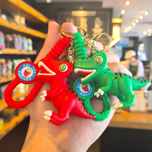 Wholesale Cheap Rubber 3D Doll Keychain Soft PVC Creative Cute Cartoon Dinosaur Carabiner Promotional Bag Pendant Keychains