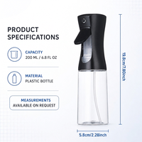 Botella de Spray Continuo con Nebulización Ultrafina de 200 ml, Material PET, Plástico, Especial para Peluquería, Recargable