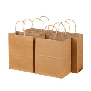 <b>Small</b> Natural Kraft Paper Gift Bags with Custom Logo & Handles for Birthday Parties & Retail <b>Shopping</b> Bulk Supply Packaging - Product Image 4