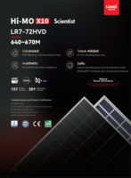Panneau solaire LONGi Tier 1 Hi-MO X10 Scientist 660W 670W LR7-72HVD HPBC 2.0 N-Type Mono Bifacial Double Verre 24.8% Module PV