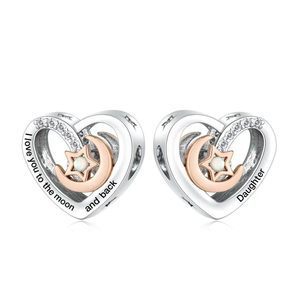 Abalorios de Plata <span class=keywords><strong>con</strong></span> Nombre de Familia Grabado 'Love You to the Moon and Back' <span class=keywords><strong>con</strong></span> Piedra Ópalo, Joyería para Pulsera, Regalo para Padre - Product Image 4