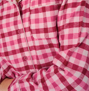 <span class=keywords><strong>Ensemble</strong></span> de pyjamas <span class=keywords><strong>pour</strong></span> femmes en coton à carreaux roses, coupe ample, grandes tailles, manches longues, <span class=keywords><strong>pour</strong></span> la maison, vente en gros - Product Image 2