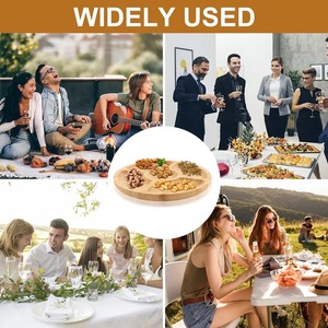 Bandeja de Servir Redonda de Bambú con 5 Compartimentos <span class=keywords><strong>para</strong></span> Dulces, Aperitivos, Frutos Secos - Product Image 2