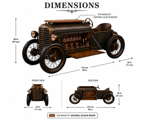 Chariot de bar vintage en métal et bois, style industriel, avec porte-vin et rangement pour verres, pour la maison - Product Image 2