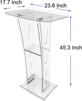 Support de podium en PMMA transparent en acrylique avec étagère de rangement pour les conférences des églises Discours Présentations de mariages
