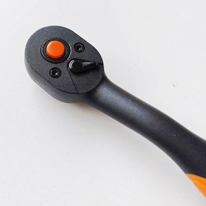 Quick Release Ratchet Wrench 1/4 Inch 72 Tooth Curved Handle Orange Black Grip Automotive Repair Tool - Product Image 4