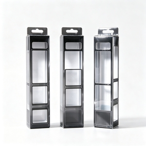 <b>Clear</b> Rectangle PET Plastic Box with Blister Tray for Cosmetic Packaging Transparent Foldable Retail Gift Box - Product Image 3