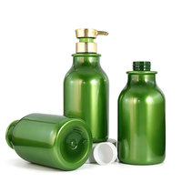 PET Pumpflasche 400ml 530ml Glänzend Grün Runde Schulter mit Goldpumpe für Shampoo Duschgel Conditioner Handseife