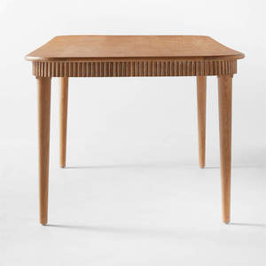 <span class=keywords><strong>Table</strong></span> à manger de luxe en bois de chêne cerusé, bords arrondis et détails de tablier cannelé, <span class=keywords><strong>table</strong></span> de salle à manger - Product Image 4