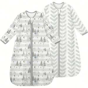 Gigoteuse pour bébé de 6 à 12 mois, à manches longues, en coton 100%, fermeture éclair bidirectionnelle, 0,5 tog, sac de couchage pour nourrissons - Product Image 5