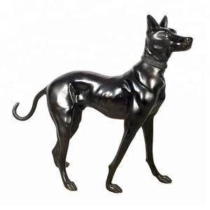 Statues de lévriers en bronze gris, artisanales, pour la cour - Product Image 5