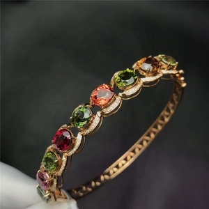 SGARIT 18k <span class=keywords><strong>oro</strong></span> rosa braccialetto di diamanti naturale tormalina gemma gioielli con cuore corda bracciale per il regalo delle ragazze - Product Image 4