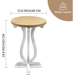 Mesa Consola de Madera Parisloft con Tapa Natural y Base Blanca Envejecida para Sala de Estar o Dormitorio - Product Image 4