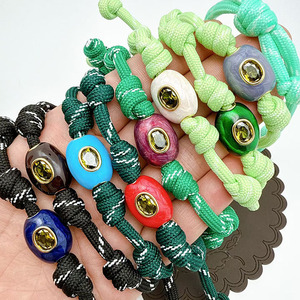 Bracciale Intrecciato Regolabile con Corda, Perline Smaltate Occhio di Allah, Bracciale Multicolore Impilabile, Gioielli Portafortuna per Coppie - Product Image 5