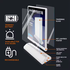 Caja de Luz Publicitaria LED Recargable de Doble Cara, Ultrafina, con Menú Personalizado, Fabricada <span class=keywords><strong>en</strong></span> Fábrica - Product Image 5