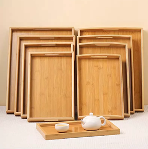 Bandeja de bambú teñida de nogal, juego de bandejas para servir, compra al por mayor, bandeja rectangular personalizada para hotel, cafetería, restaurante, bar - Product Image 1