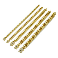 Collier chaîne cubaine en acier inoxydable plaqué or 14 carats PVD, largeur 6mm 8mm 10mm 12mm 14mm, avec boucle en zircon, style hip-hop