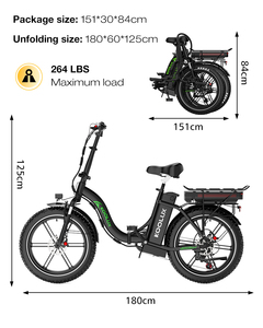 Vélo électrique pliable à gros pneus BK6S PRO 48V 500W Batterie au lithium 7 vitesses Cadre en alliage d'aluminium Moteur sans balais et freins à disque - Product Image 5