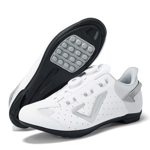 Zapatillas de Ciclismo Blancas con Suela de Fibra de Carbono, Parte Superior Sintética Transpirable para Ciclismo de Carretera y MTB - Product Image 6