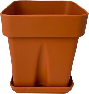 Pot de fleurs en silicone de 5,1 pouces avec plateau, jardinière carrée épaissie, récipient décoratif pour jardinage intérieur et extérieur - Product Image 1