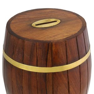 Salvadanaio in Legno a Forma di Botte dal Design Classico, Fatto a Mano, per Risparmiare Monete, Decorazione Rustica per la Casa - Product Image 3