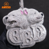 Personnalisé Luxe 925 Fine Jewelry 3D Logo Pendentif Moissanite Diamant Charmes Hip Hop Bijoux Pendentif Rappeur Hommes Bijoux