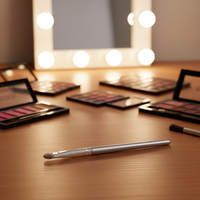 Kuas Eyeshadow & Concealer Gagang Kayu Bulu Sintetis Label Pribadi untuk Mata