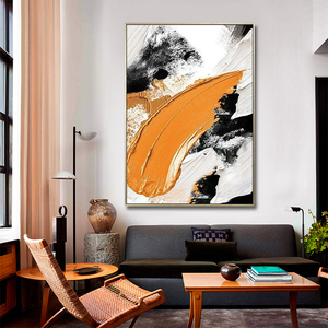 Nuovo Design Moderno Quadro Decorativo per Soggiorno, Arte Murale in Acrilico Giallo, Dipinto Astratto su Tela Fatto a Mano - Product Image 3