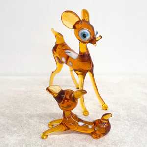 Ensemble de figurines de cerfs en verre faites à la main, sculpture d'animaux de dessin animé, décoration de table, thème de Noël, 2 pièces, décoration de salon - Product Image 4