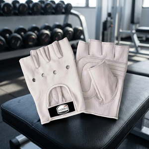 SAIBRO Genuine Leather Half-Finger Gym <b>Gloves</b> for <b>Weight</b> Lifting Unisex Fitness <b>Gloves</b> with Palm Padding - Product Image 5