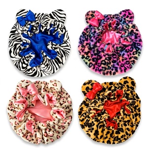 <span class=keywords><strong>Bonnet</strong></span> de nuit en peluche de luxe pour femme, motif léopard, avec capuche protectrice, pour le sommeil, le coiffage et les soins capillaires - Product Image 1
