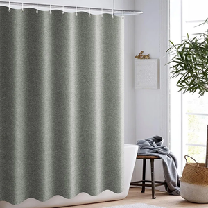 120gsm OEKO TEX Certified Polyester Shower <b>Curtain</b> Waterproof Bath <b>Curtains</b> Hookless Top Imitation Linen Fabric Design MEJOROOM - Product Image 3