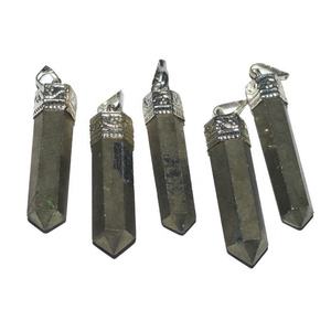 Colgantes de pirita en forma de lápiz, venta al por mayor, con piedras preciosas - Product Image 1