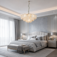 Lustre en verre de style coquille de Capiz de luxe, suspension LED à intensité variable, garantie 2 ans, pour villas, salles à manger Majlis, boutiques