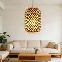 Lámpara Colgante de Bambú Tejida a Mano, Estilo Oriental, para Restaurante, Salón de Té, Decoración de Villa