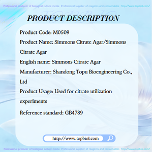 Agar citraté Simmons utilisé pour les expériences sur la utilisation du citrate - Product Image 2