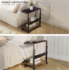 Wholesale Price Rolling Multi Purpose Height Adjustable 2 Tier Metal &amp; Wooden <strong>Tower</strong> <strong>Stand</strong> for Fits Most <strong>PC</strong> Gaming Bed Sofa - Product Image 5
