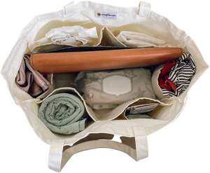 <span class=keywords><strong>Sac</strong></span> fourre-tout en toile pour maman avec six poches d'organisation, sacs fourre-tout mignons pour cadeaux de fête prénatale pour maman - Product Image 3