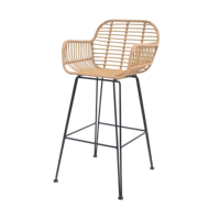 Chaise de bar YILIN moderne en rotin PE pour restaurant, jardin, parc, mobilier d'extérieur en corde tressée avec cadre en fer, taille personnalisable