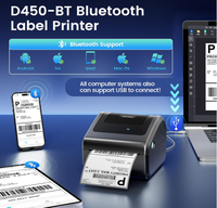 AIMO Nouveautés D450BT Imprimante d'Étiquettes Thermique Bluetooth pour Petites Entreprises, Imprimante d'Étiquettes 4x6, Imprimante d'Étiquettes d'Expédition