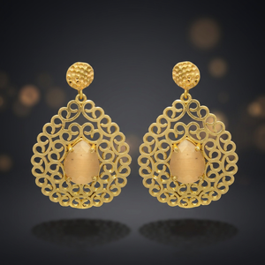 Boucles d'oreilles pendantes en laiton plaqué or faites à la main avec pierres précieuses, style ethnique, pour mariage et soirée, tendance - Product Image 2