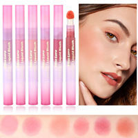 Stick de blush à tête éponge, taille standard, six couleurs, fini liquide chatoyant, illumine le teint, nuances naturelles orange rose, longue tenue