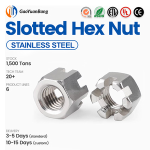 Écrou hexagonal fin à fente et écrou <span class=keywords><strong>de</strong></span> serrage en acier inoxydable SS201 SS304 SS316 SS316L poli, norme DIN979 - Product Image 1