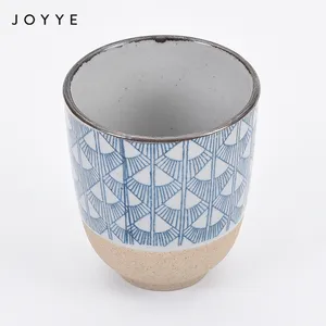 Joyye Japan Style Ceramic Glossy Glaze Classical Mug Cup Handleless Ceramic Tea Porcelain Stamping Organic cup