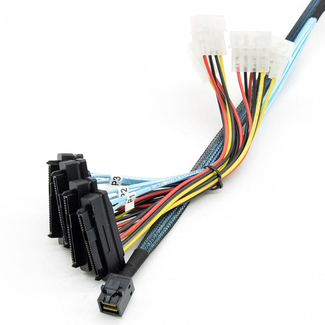 MINI SAS SFF-8643 36P 180 Degree to Mini SAS SFF 8482 29P *4 Power Cables