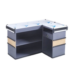 Cajero de <span class=keywords><strong>supermercado</strong></span> mostrador moderno de madera y acero - Product Image 1