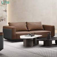 Canapé de restaurant demi-circulaire en cuir PU couleur café, mobilier moderne Liyu Furniture, en vente