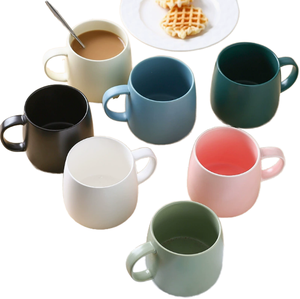 Custom Eco-Friendly Ceramic <b>Mugs</b> Creative Luxury 400mL Capacity Silk Screen Printed Office Minimalist <b>Couple</b> Meeting Promotional - Product Image 1