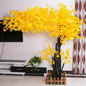 Venta al por mayor árbol de <span class=keywords><strong>Ginkgo</strong></span> artificial hojas de seda dorada tronco realista resistente a los rayos UV para jardín al aire libre - Product Image 4